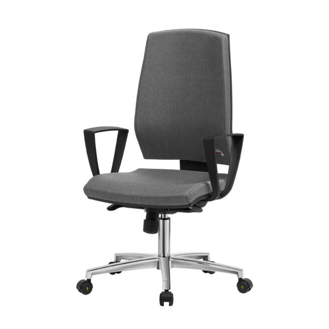 ESD-Stuhl für Büro und Labor mit hoher Rückenlehne und festen Armlehnen Gref 260F